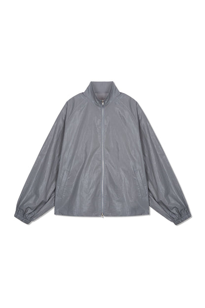MATIN KIM - logo coating jumper in dark grey 13