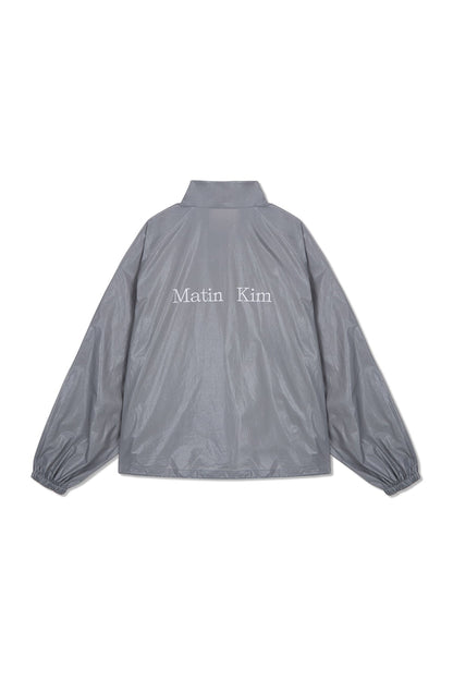 MATIN KIM - logo coating jumper in dark grey 14