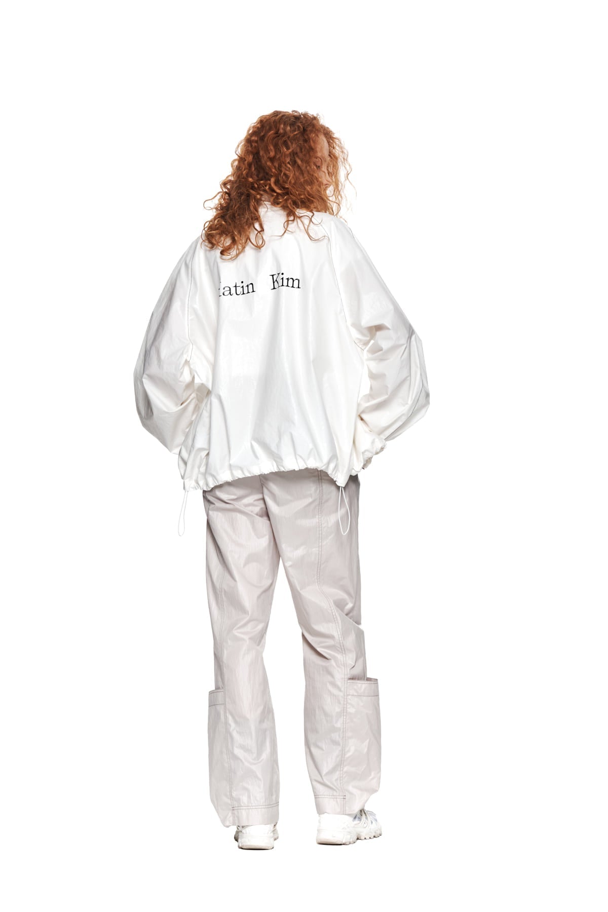MATIN KIM - logo coating jumper in ivory 9