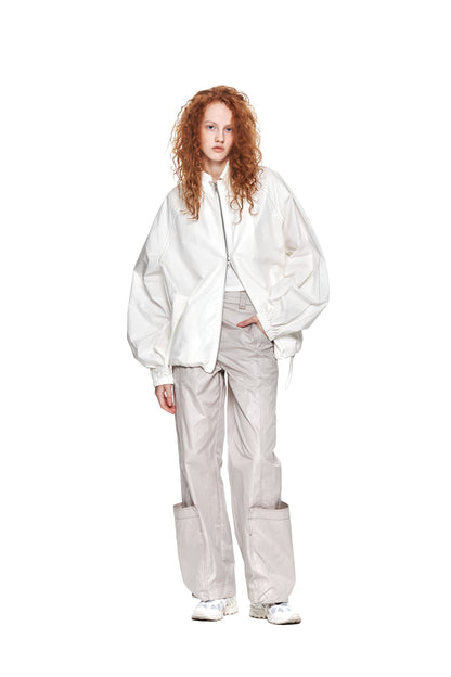 MATIN KIM - logo coating jumper in ivory 18