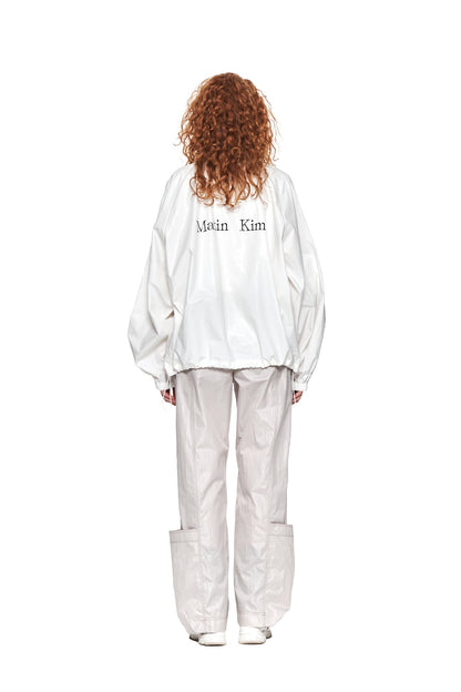 MATIN KIM - logo coating jumper in ivory 17