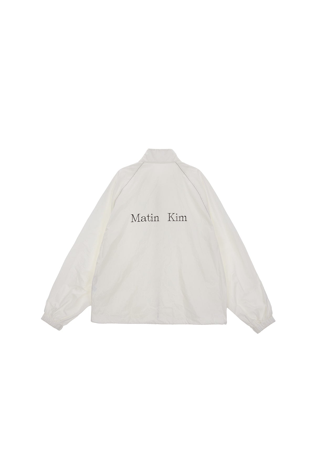 MATIN KIM - logo coating jumper in ivory 1