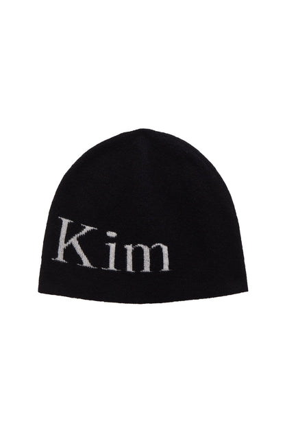 MATIN KIM - logo jacquard short beanie in black 5