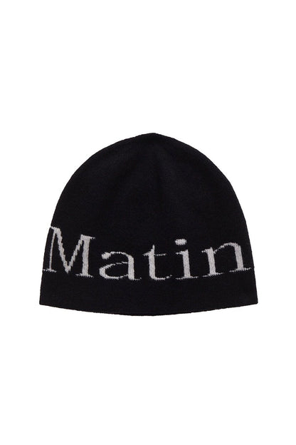 MATIN KIM - logo jacquard short beanie in black 4