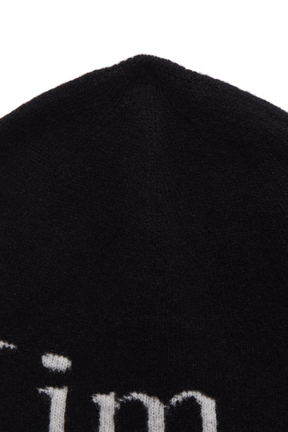 MATIN KIM - logo jacquard short beanie in black 7
