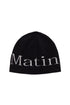 MATIN KIM - logo jacquard short beanie in black 1