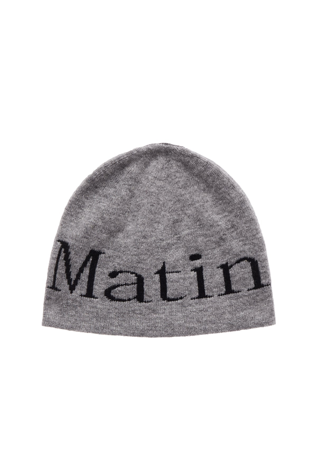 MATIN KIM - logo jacquard short beanie in grey 9