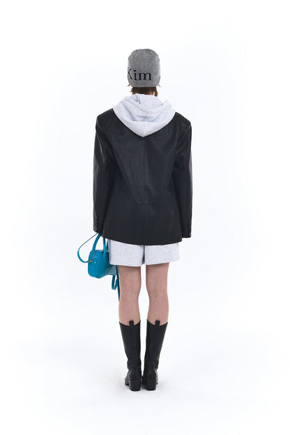 MATIN KIM - logo jacquard short beanie in grey 15
