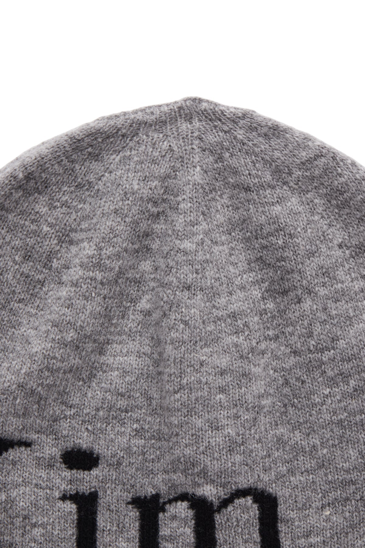 MATIN KIM - logo jacquard short beanie in grey 12