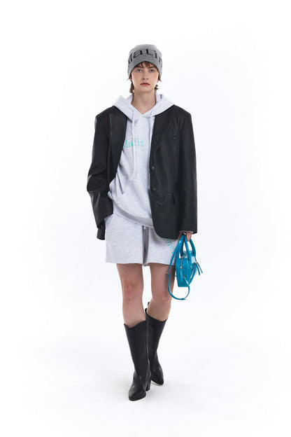 MATIN KIM - logo jacquard short beanie in grey 16