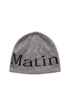MATIN KIM - logo jacquard short beanie in grey 1