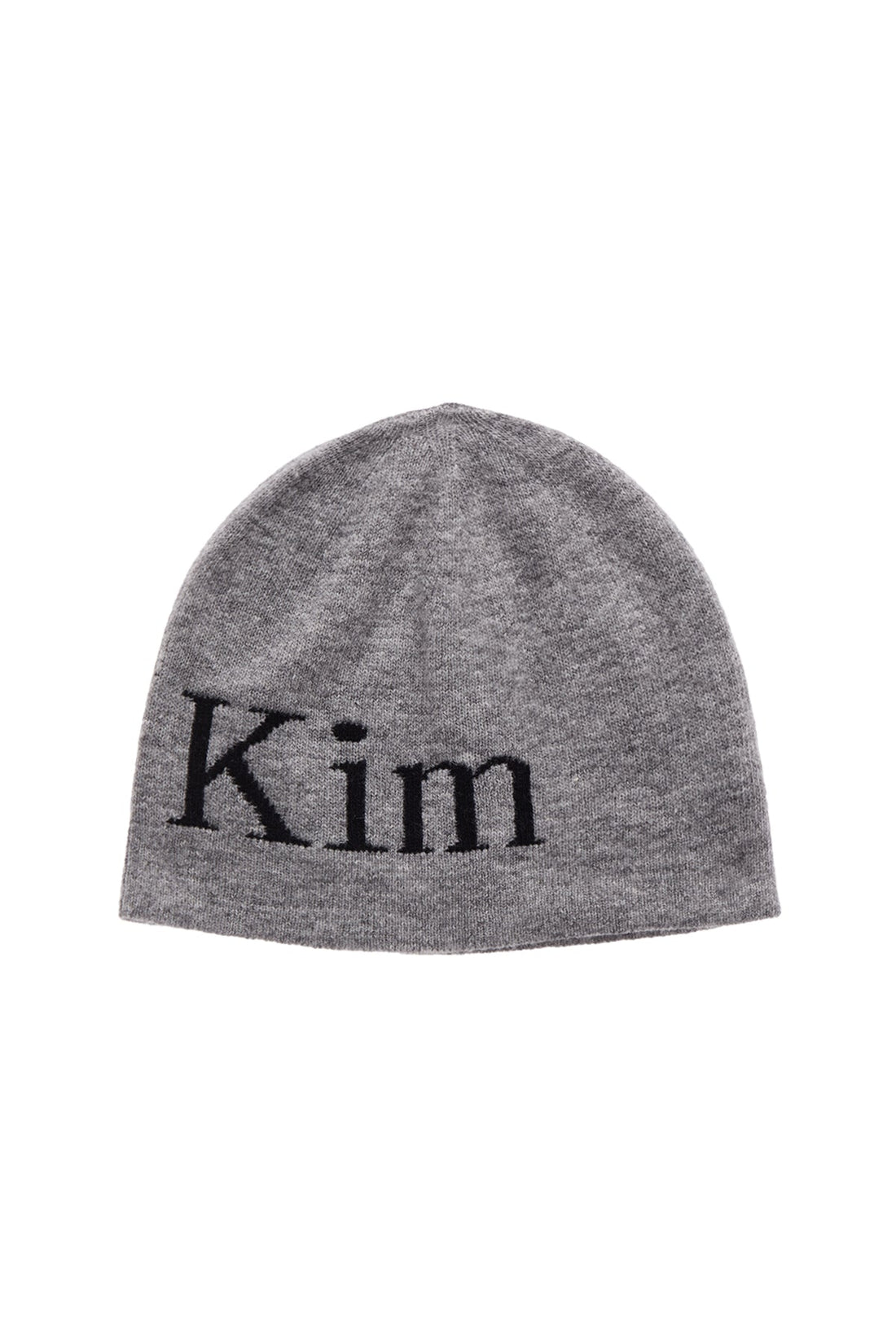 MATIN KIM - logo jacquard short beanie in grey 2