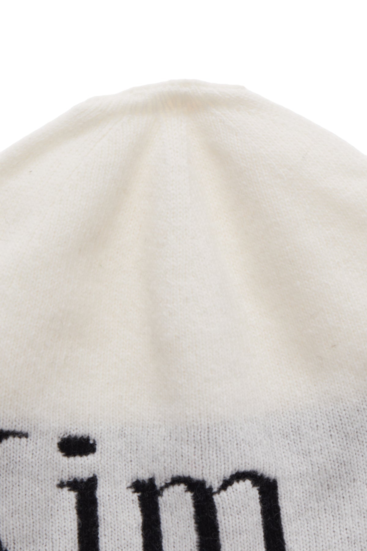 MATIN KIM - logo jacquard short beanie in white 3