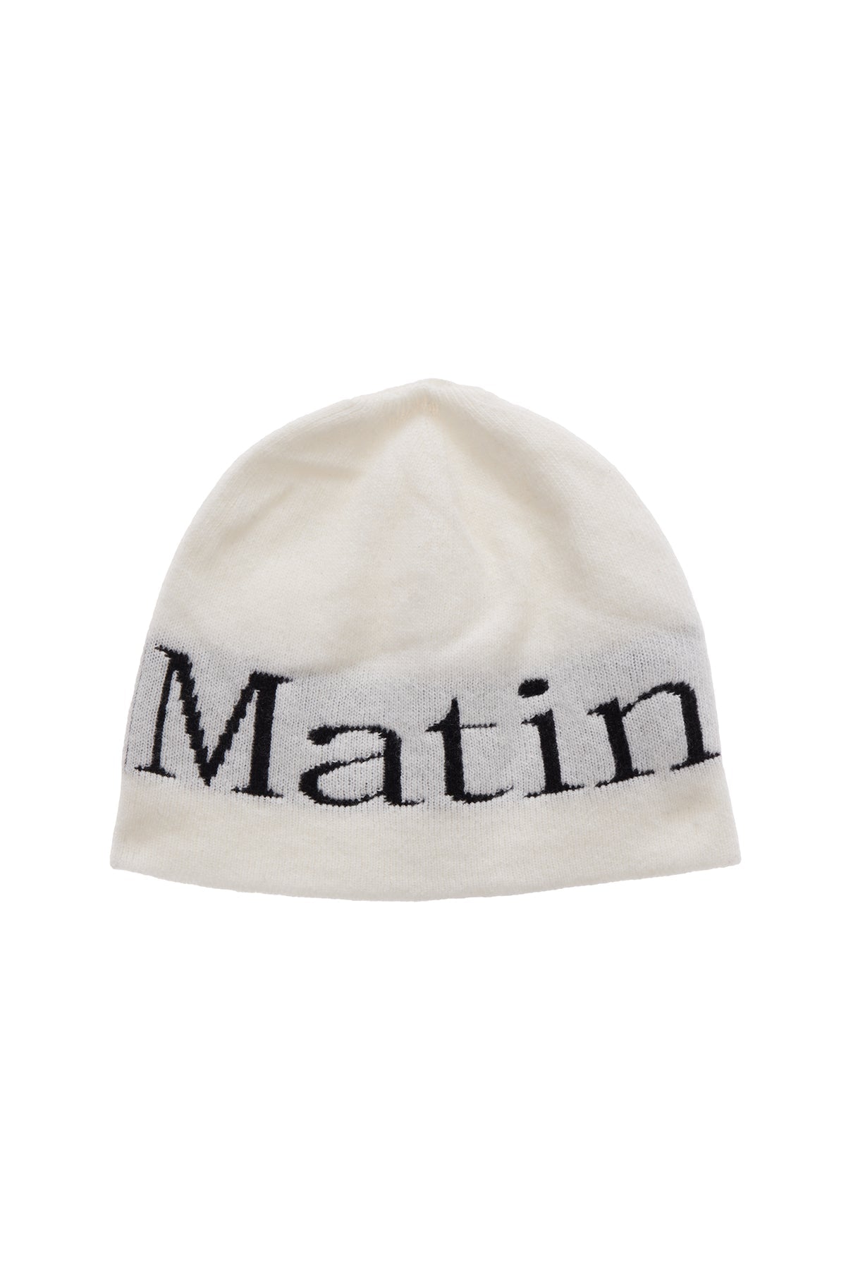 MATIN KIM - logo jacquard short beanie in white 9