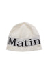 MATIN KIM - logo jacquard short beanie in white 1