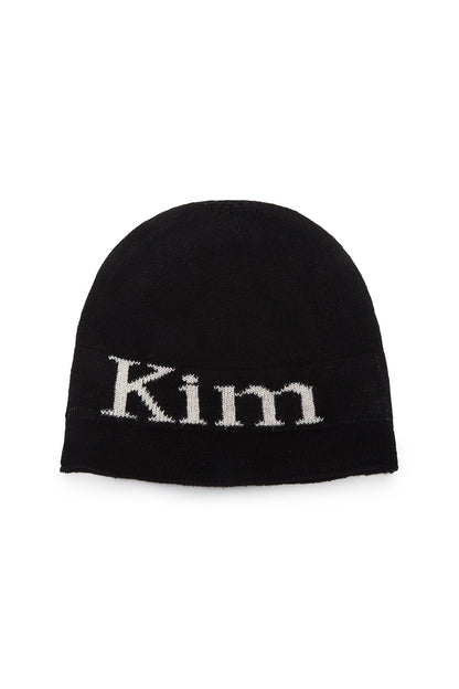 MATIN KIM - logo linen short beanie in black 8