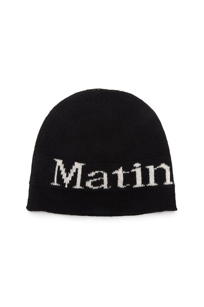 MATIN KIM - logo linen short beanie in black 5