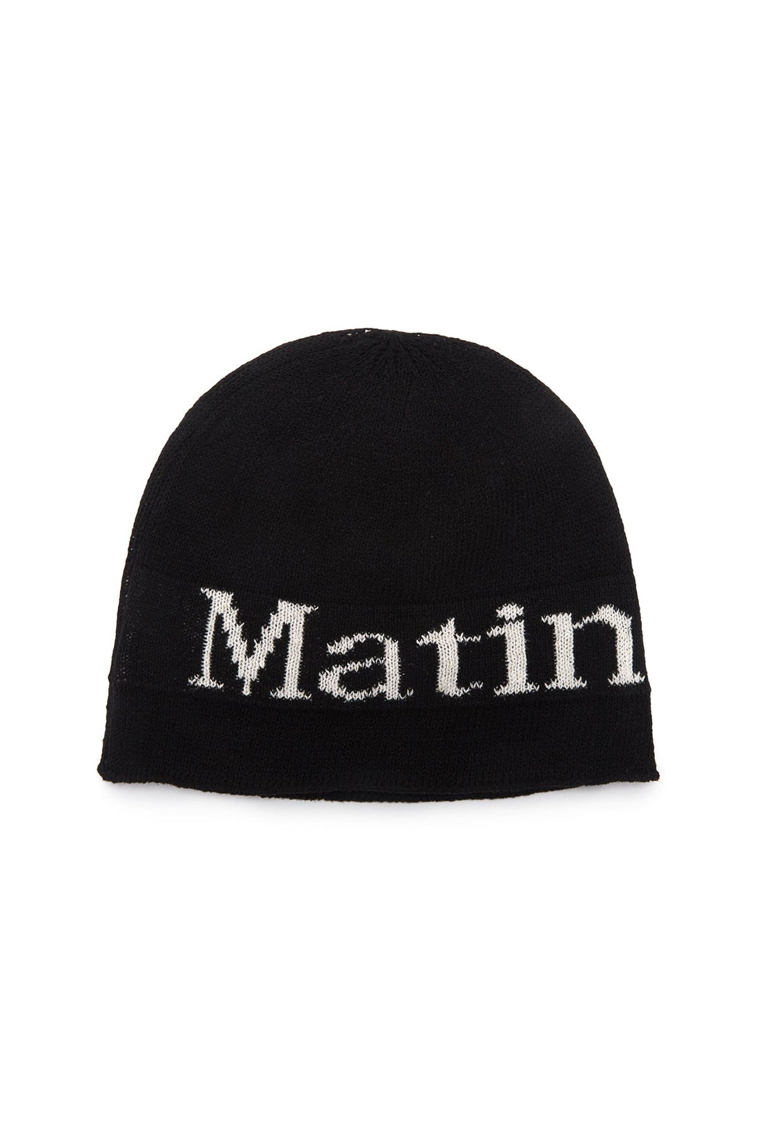 MATIN KIM - logo linen short beanie in black 1