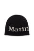 MATIN KIM - logo linen short beanie in black 1