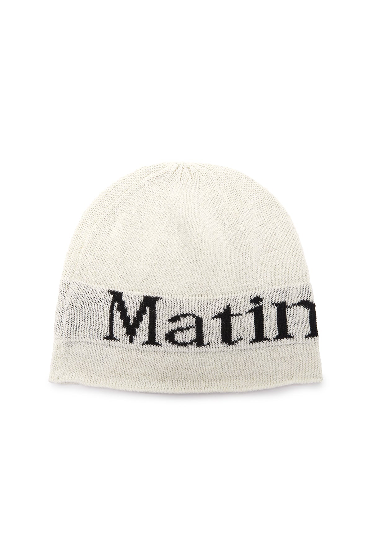 MATIN KIM - logo linen short beanie in white 1