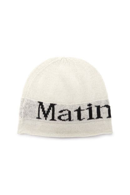 MATIN KIM - logo linen short beanie in white 1