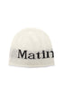 MATIN KIM - logo linen short beanie in white 1