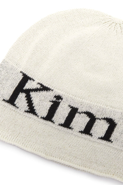 MATIN KIM - logo linen short beanie in white 7
