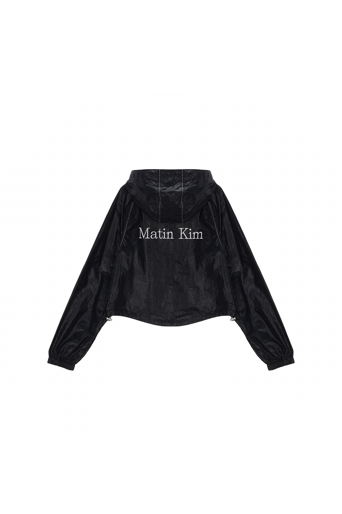 MATIN KIM - matin crop hoody coating jumper in black 1