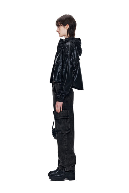 MATIN KIM - matin crop hoody coating jumper in black 16