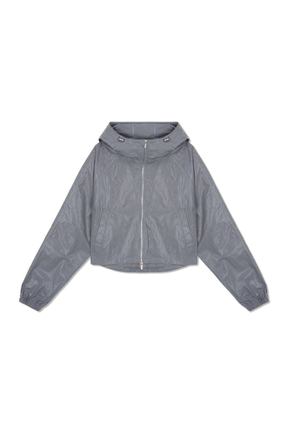 MATIN KIM - matin crop hoody coating jumper in dark grey 1