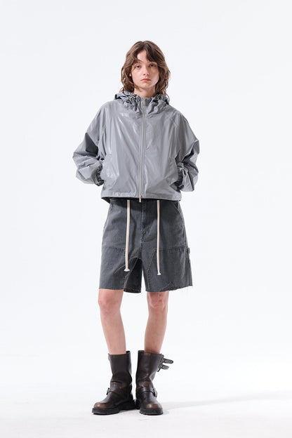 MATIN KIM - matin crop hoody coating jumper in dark grey 9