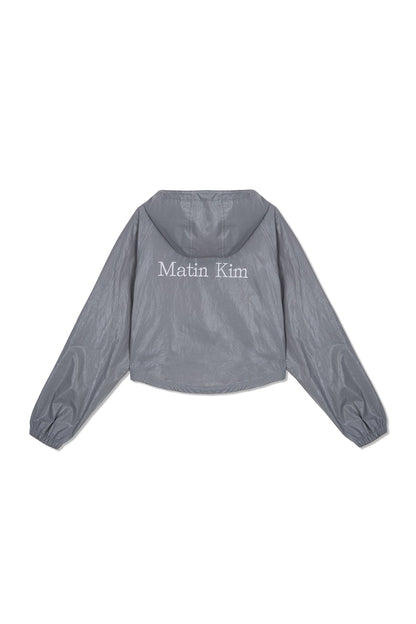 MATIN KIM - matin crop hoody coating jumper in dark grey 12