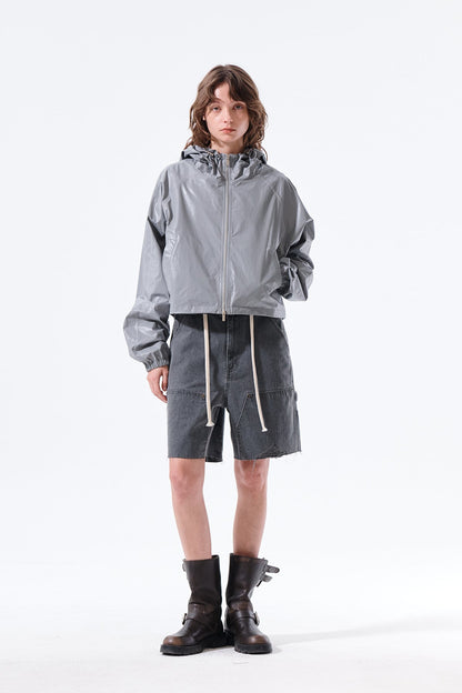 MATIN KIM - matin crop hoody coating jumper in dark grey 8