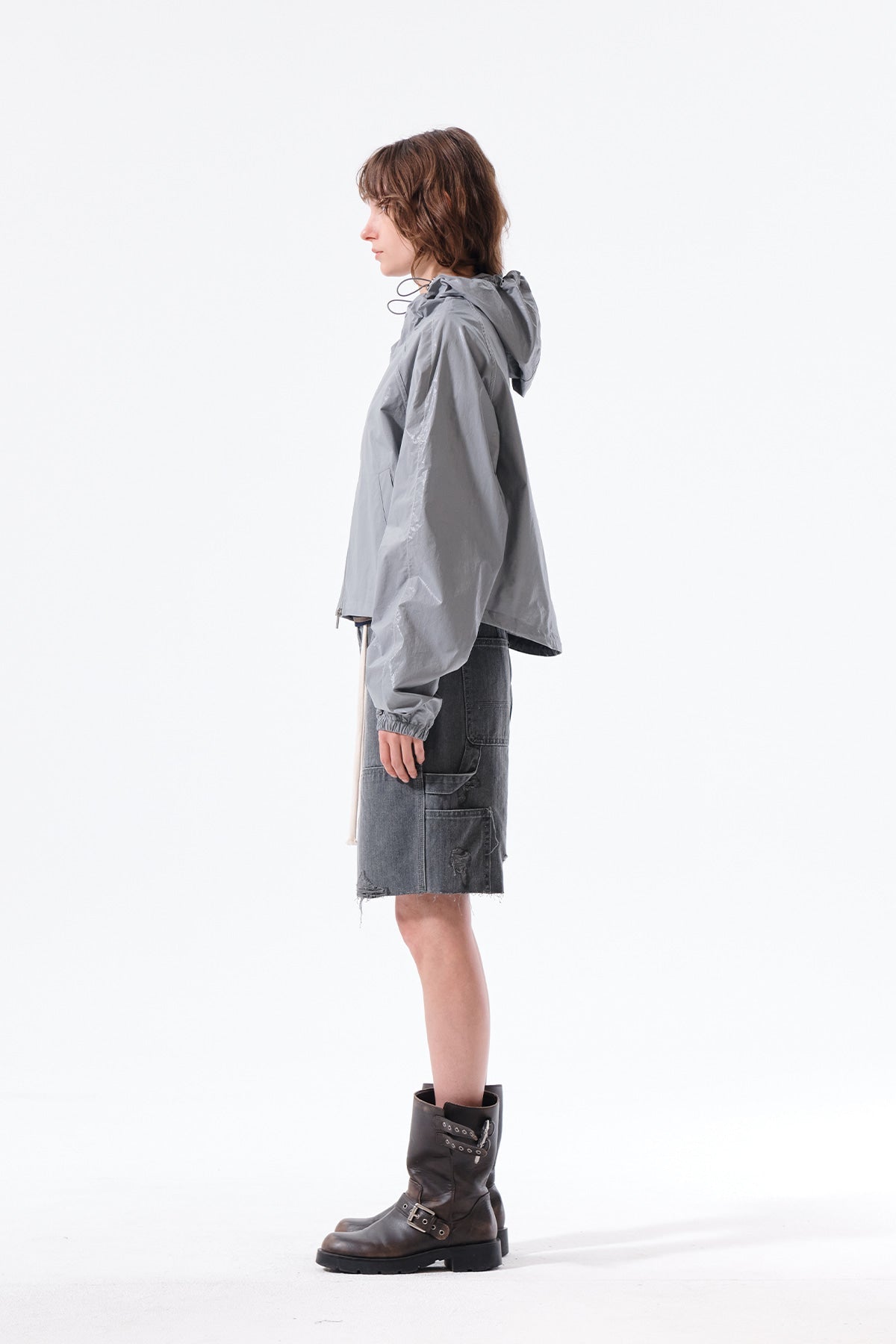 MATIN KIM - matin crop hoody coating jumper in dark grey 16