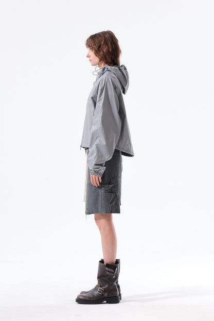 MATIN KIM - matin crop hoody coating jumper in dark grey 16