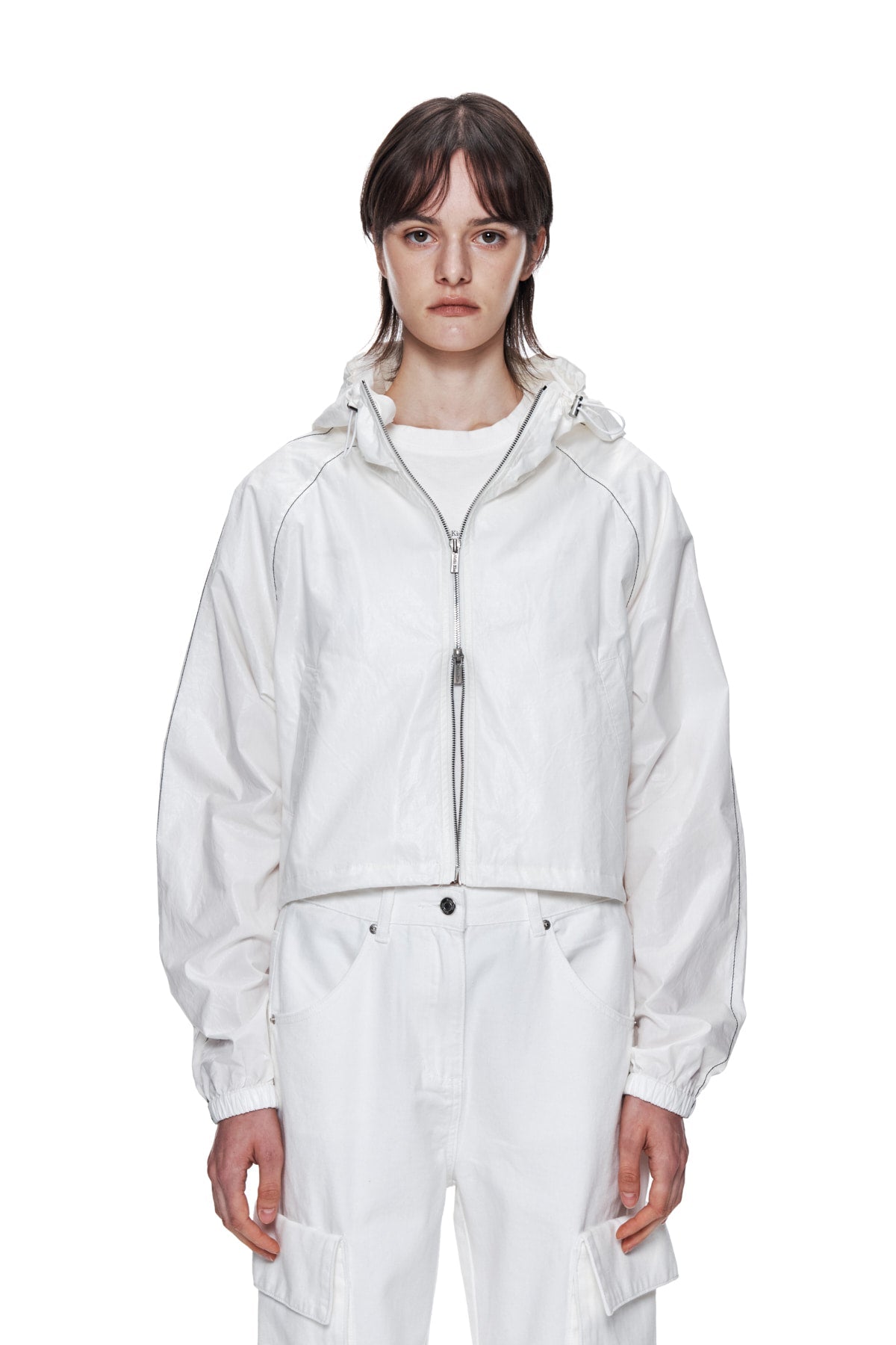 MATIN KIM - matin crop hoody coating jumper in ivory 15