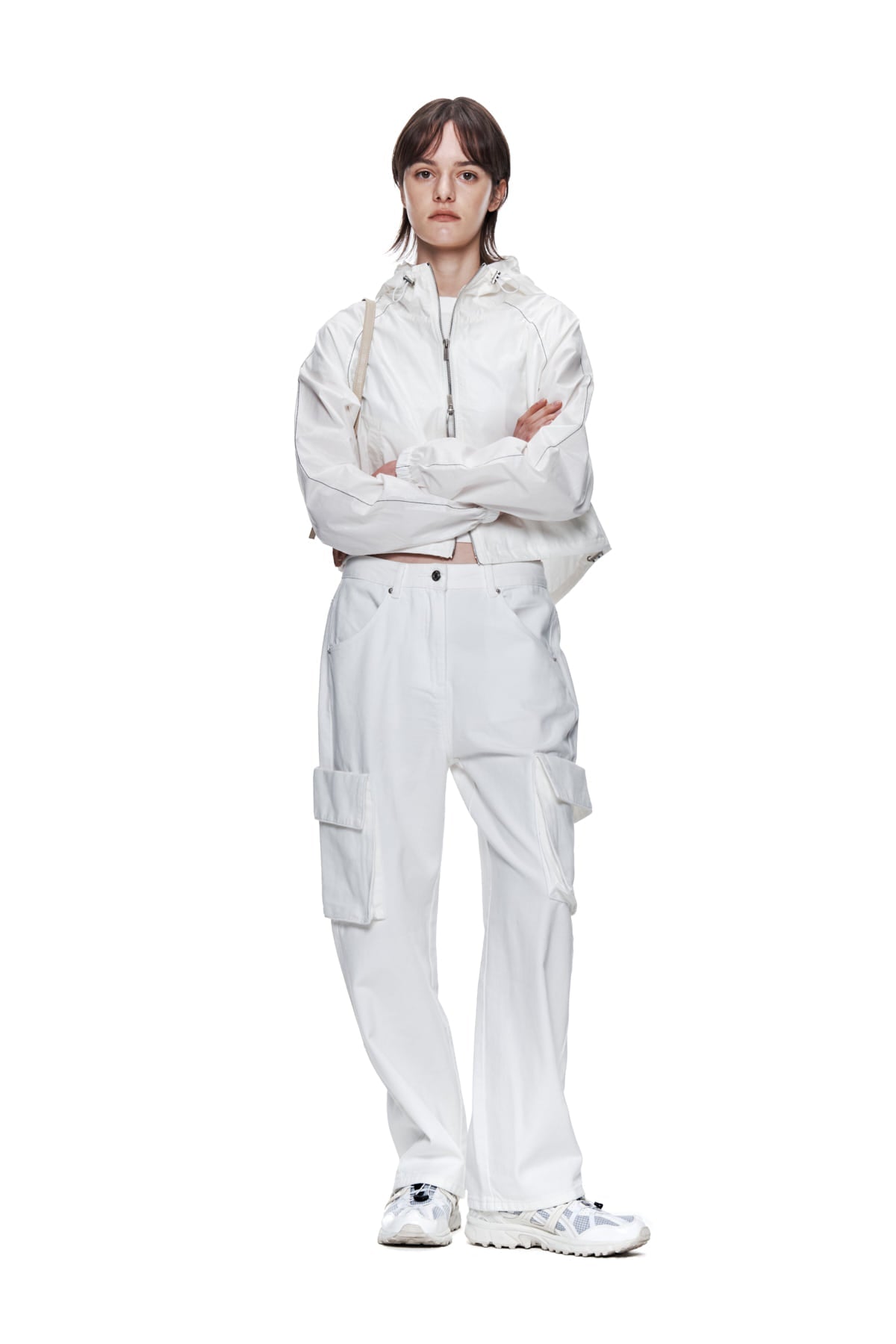 MATIN KIM - matin crop hoody coating jumper in ivory 8