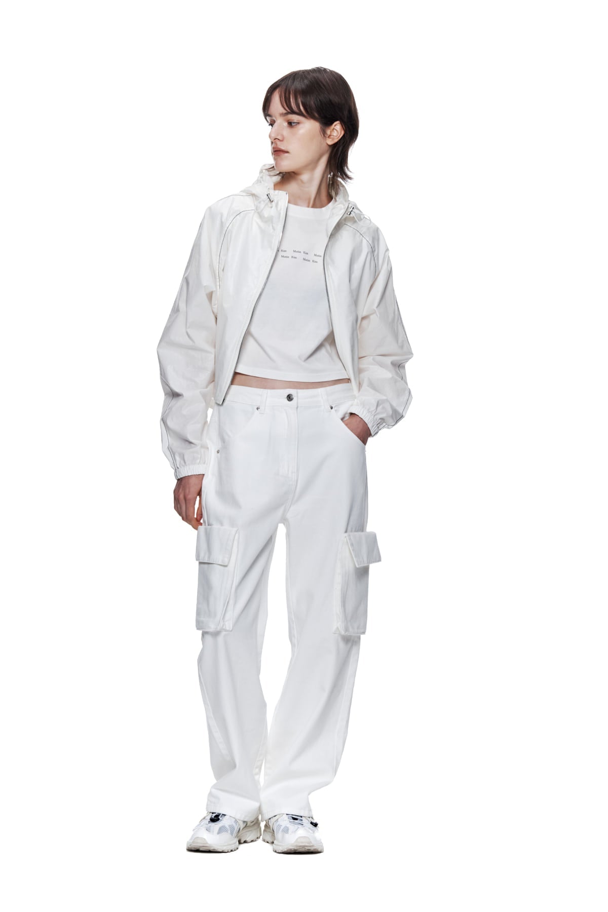 MATIN KIM - matin crop hoody coating jumper in ivory 19