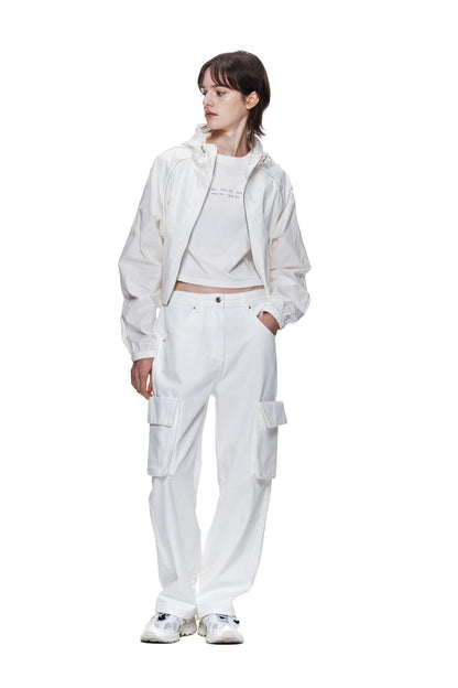 MATIN KIM - matin crop hoody coating jumper in ivory 19