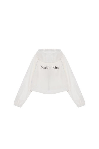 MATIN KIM - matin crop hoody coating jumper in ivory 1