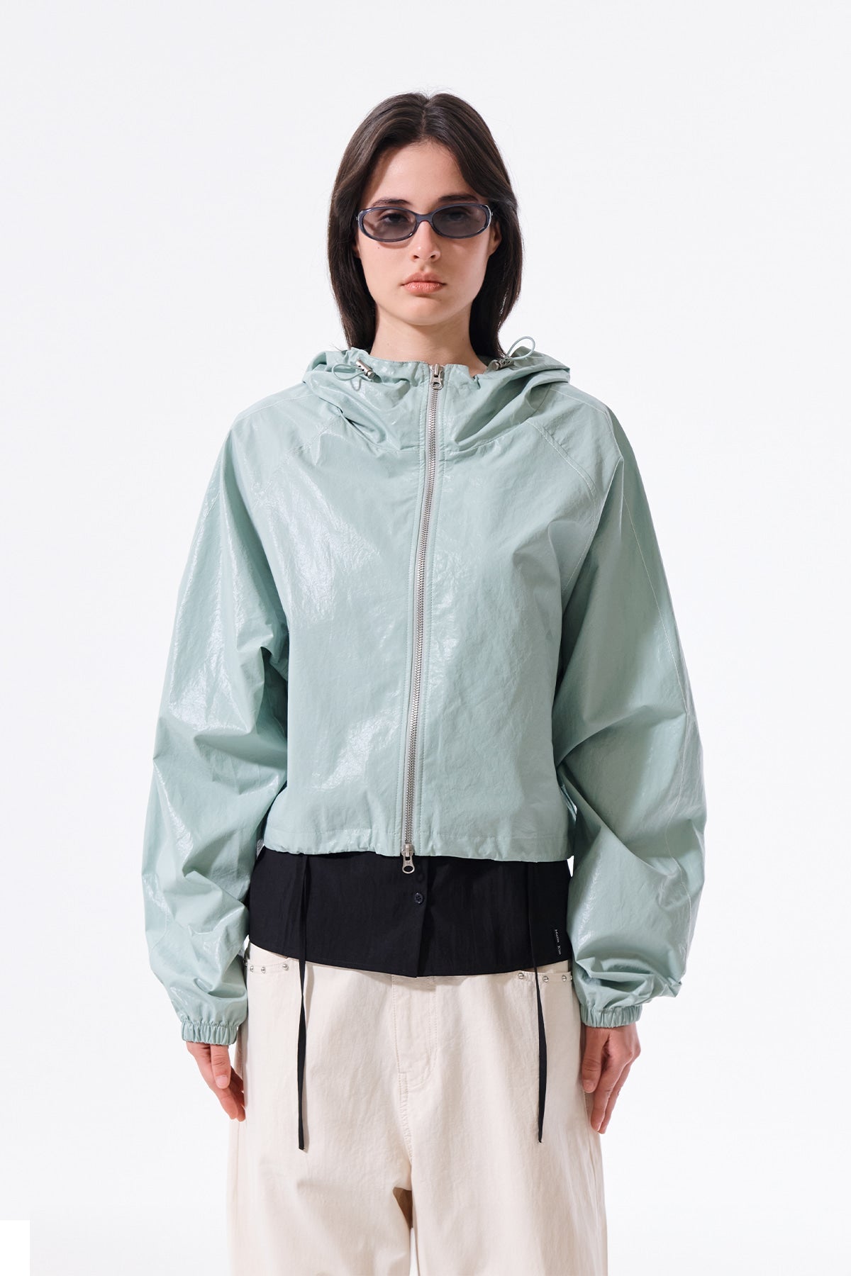 MATIN KIM - matin crop hoody coating jumper in mint 5