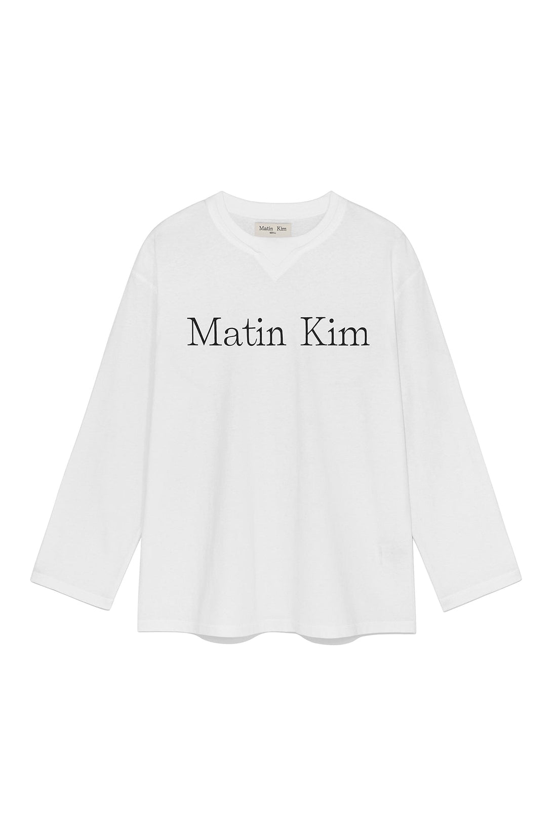 MATIN KIM - matin logo typo long sleeve top in white 2
