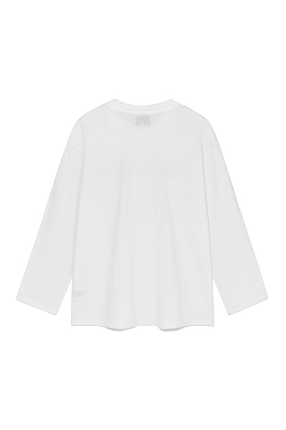 MATIN KIM - matin logo typo long sleeve top in white 3