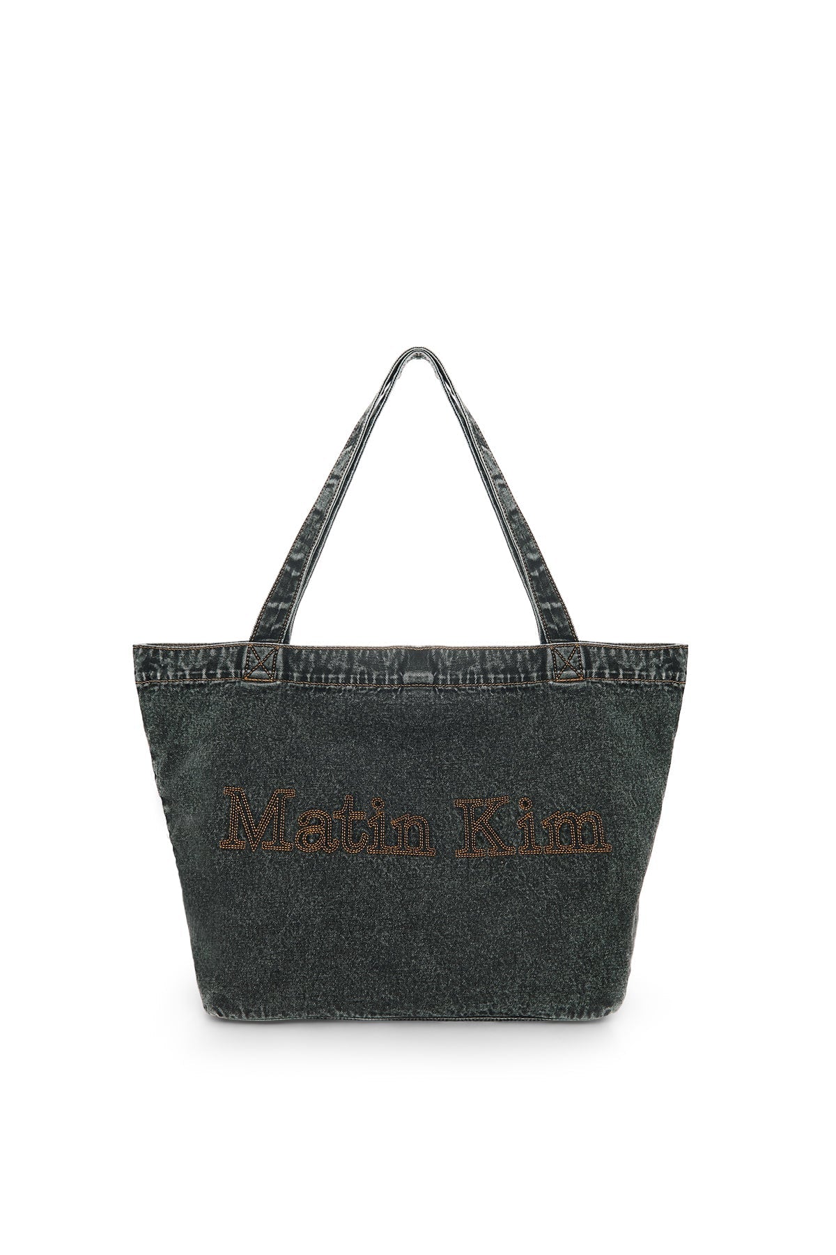 MATIN KIM - matin stitch denim shoulder bag in black 8