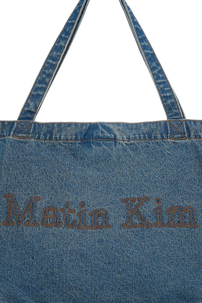 MATIN KIM - matin stitch denim shoulder bag in blue 8