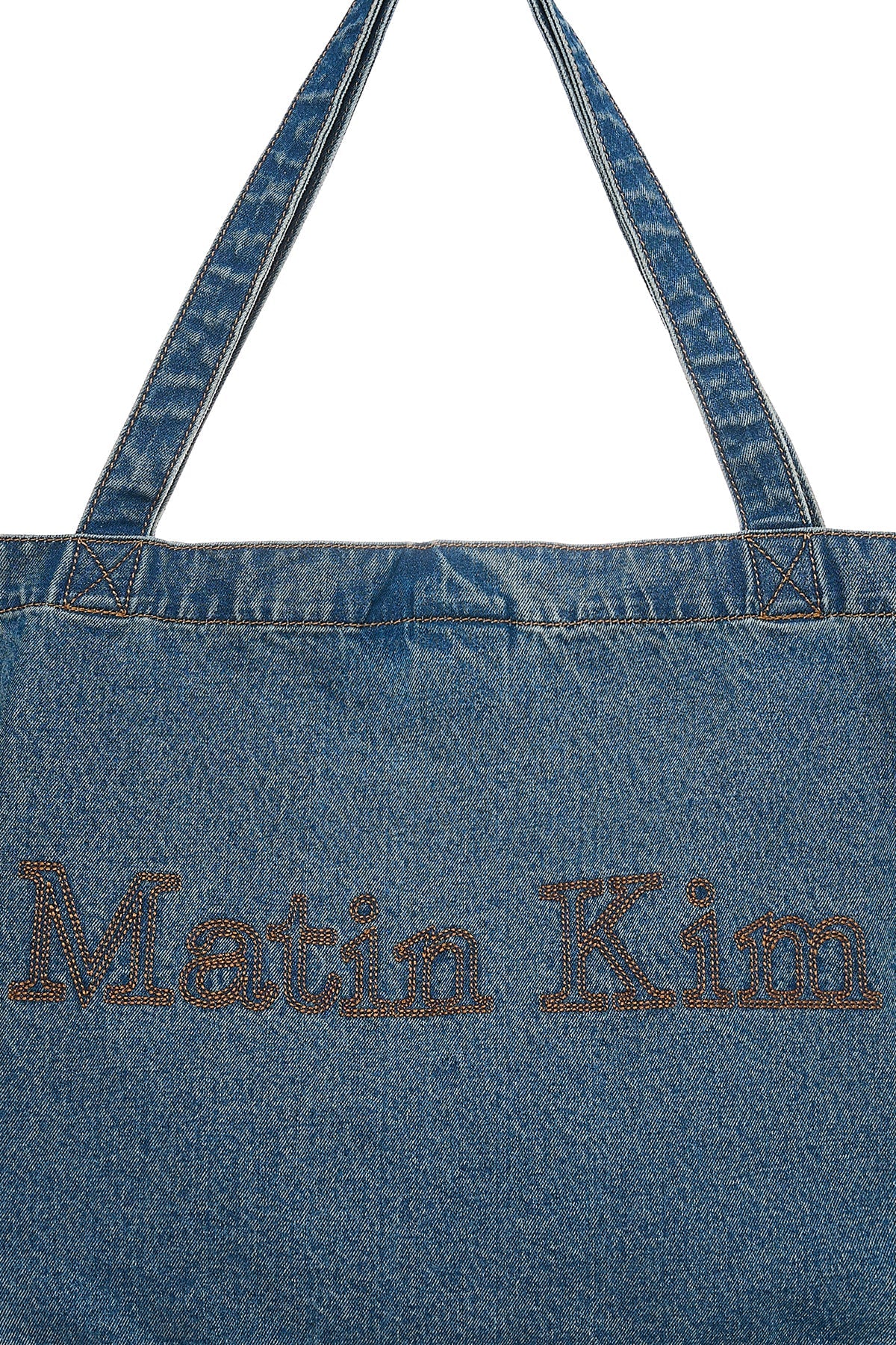 MATIN KIM - matin stitch denim shoulder bag in blue 3