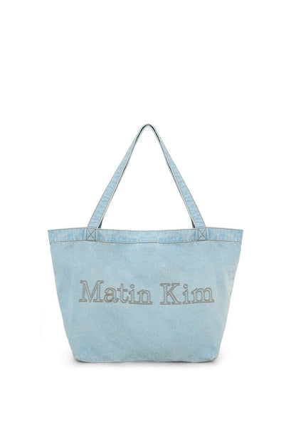 MATIN KIM - matin stitch denim shoulder bag in sky 1