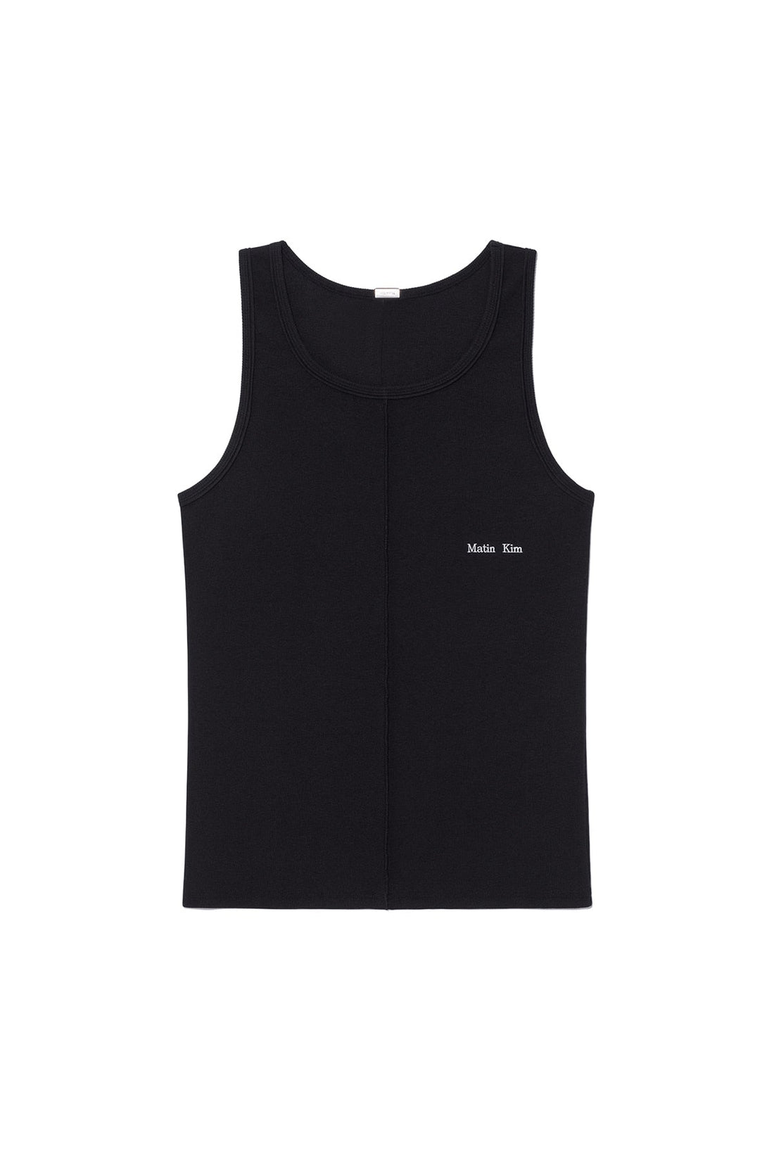 MATIN KIM - small logo pintuck sleeveless top for men in black 1