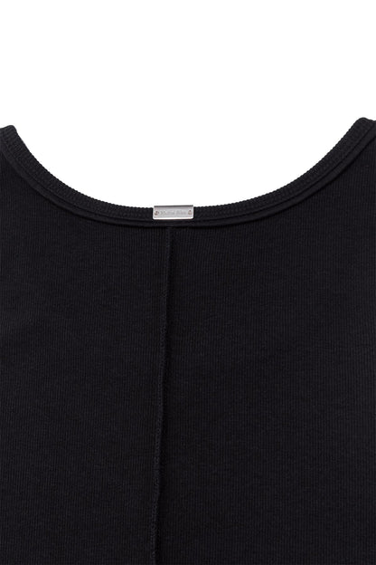MATIN KIM - small logo pintuck sleeveless top for men in black 7