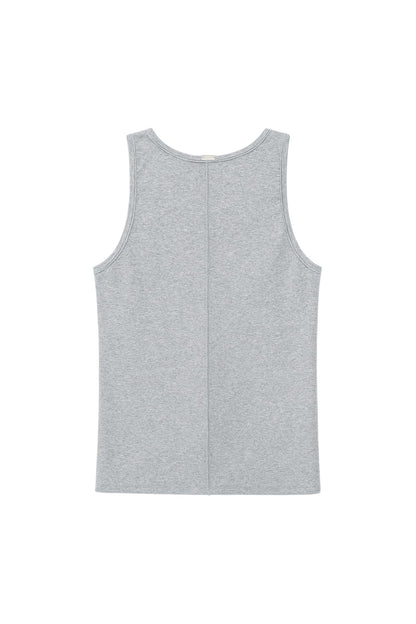 MATIN KIM - small logo pintuck sleeveless top for men in grey 4